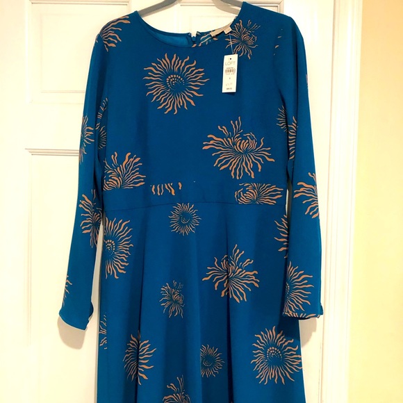 Blue LOFT dress, knee length, long sleeves. - Picture 1 of 2